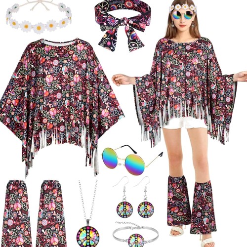 Hippie kostüm damen set - hippie,
